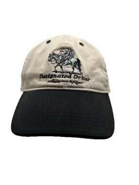 Designated Driver Hat Strapback Dad Cap Beige Black Cowboy Dog Polar Graphics